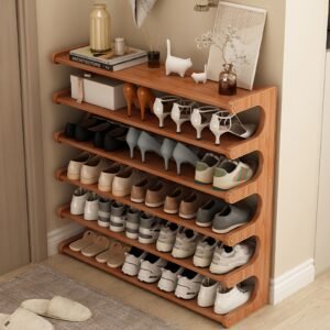 Space-Saving Bamboo Shoe Storage Rack – 3 to 6 Tiers