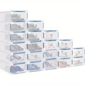 20-Pack Clear Stackable Shoe Storage Boxes (31×20×11cm)