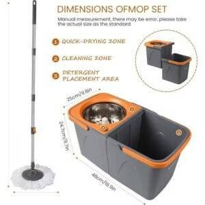 Smart Mop Cleaning System: Bucket + 2 Microfiber Heads (Red & Black)