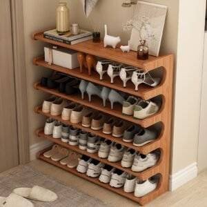 Space-Saving Bamboo Shoe Storage Rack – 3 to 6 Tiers