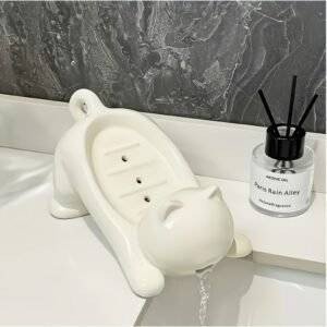 Adorable Cat-Shaped Soap Dish with Drainage – Cute, Durable Bathroom Holder for Pet Lovers