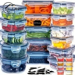 24-Pc Airtight Leakproof Microwave-Safe Food Storage Containers + Labels & Marker