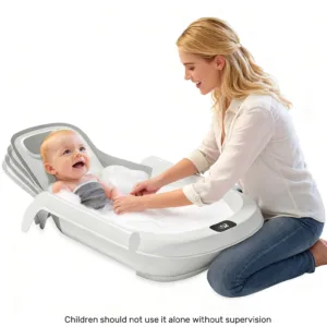 4-in-1 Grow-with-Me Baby Bathtub 🛁 | Reclining Non-Slip Infant Bath Seat & Toddler Tub (Grey) ✨