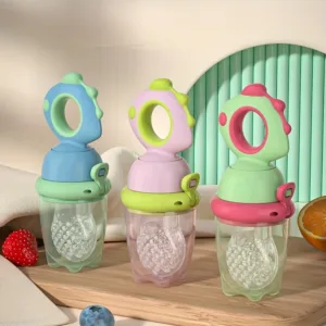 Dinosaur 360° Rotate-Push Baby Fruit Feeder 🦖 | Safe Silicone Teether & Fresh Food Nibbler ✨