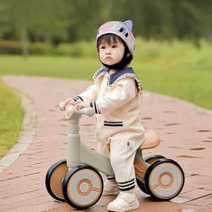 Baby Balance Bike: 4-Wheel Silent Walker for Toddlers