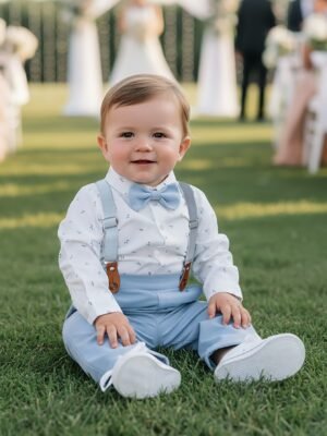Boys' 3pc Gentleman Suit: Shirt, Bow Tie & Suspender Set